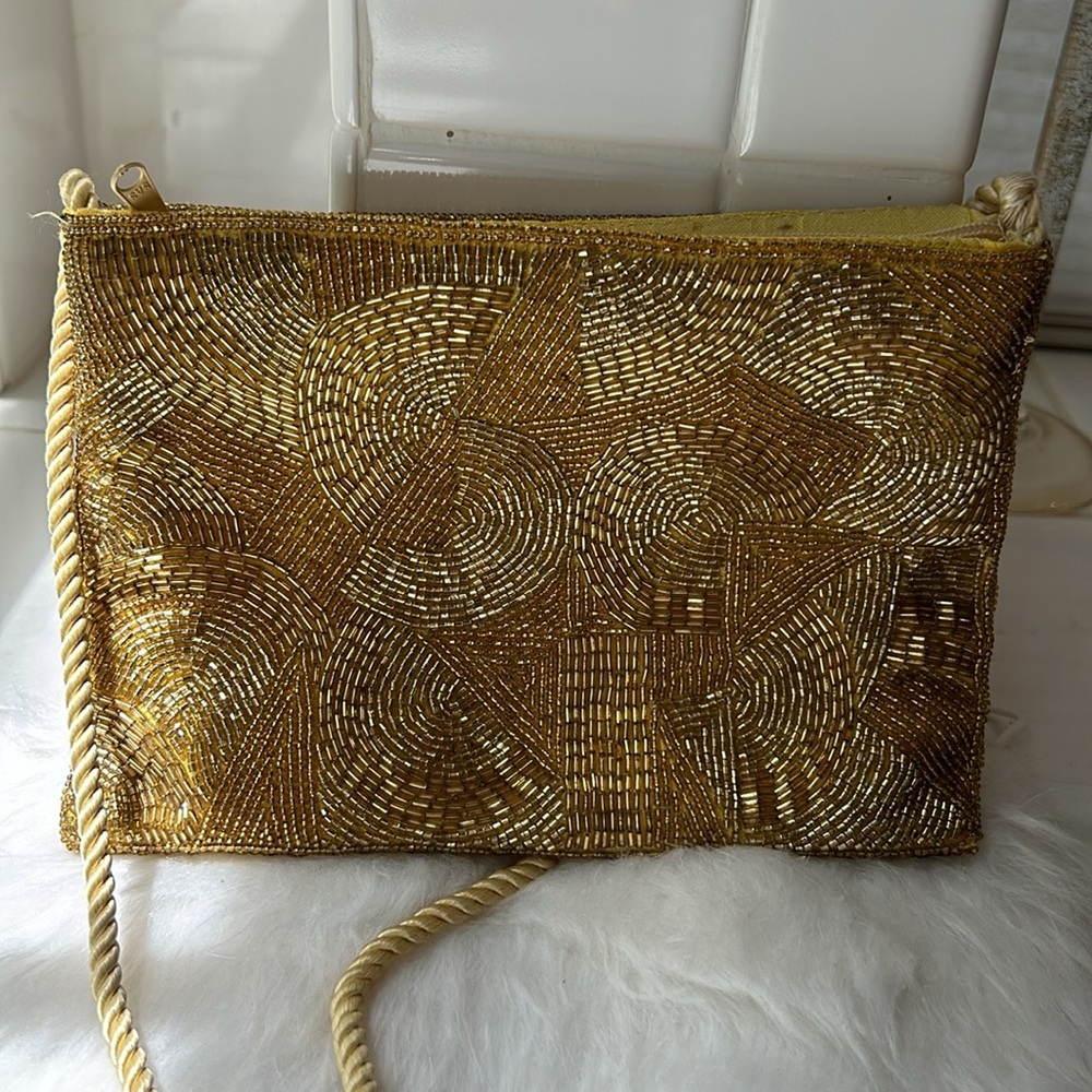 Carl Marchi Gold Beaded Crossbody Bag EUC - Picture 5 of 13